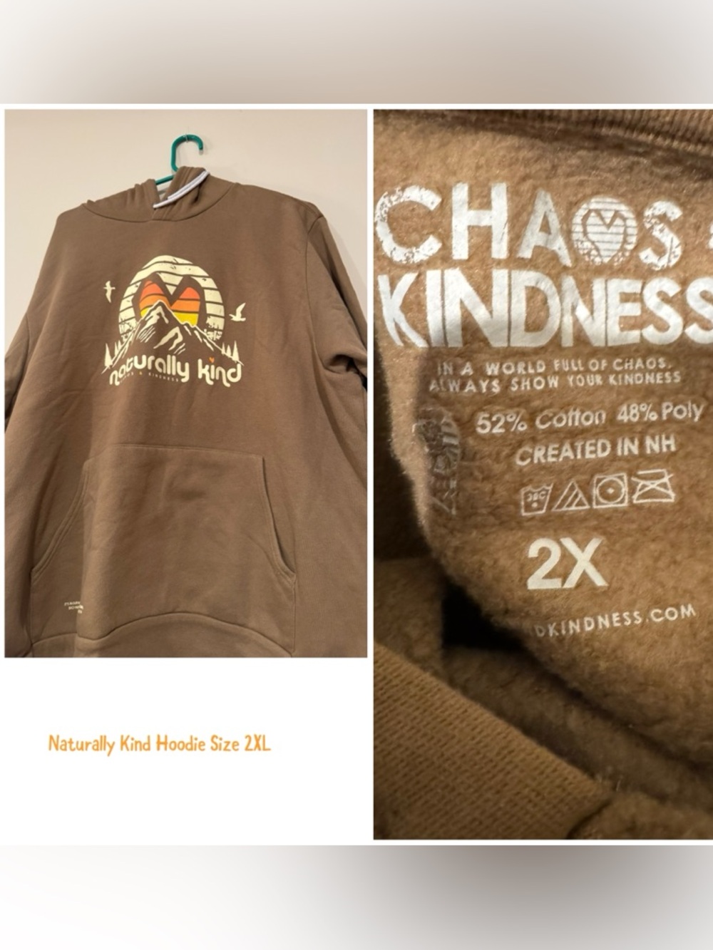 Naturally Kind Brown Hoodie - 2X